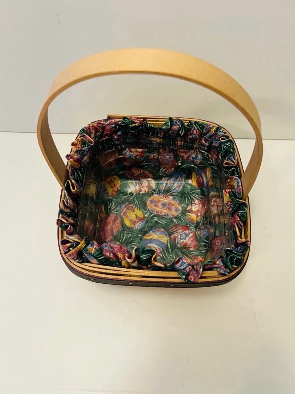 Longaberger Small Square Easter Basket with Easter Egg Liner Insert Vintage 1998 - Picture 2 of 12